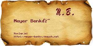 Meyer Benkő névjegykártya
